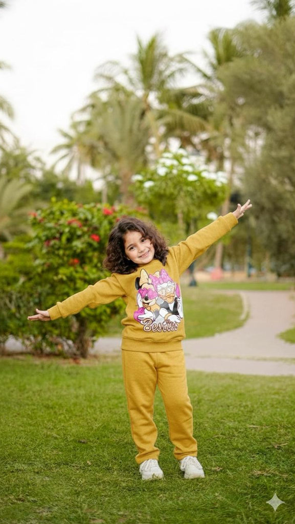 YELLOW BESTIES WIDE LEG FLEECE TRACKSUIT