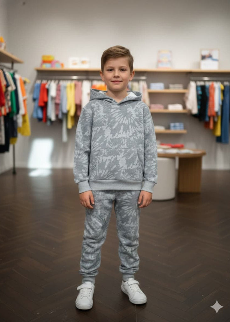 PREMUM IMPORTED  STYLISH GREY   FLEECE TRACKSUIT WITH HOODIE