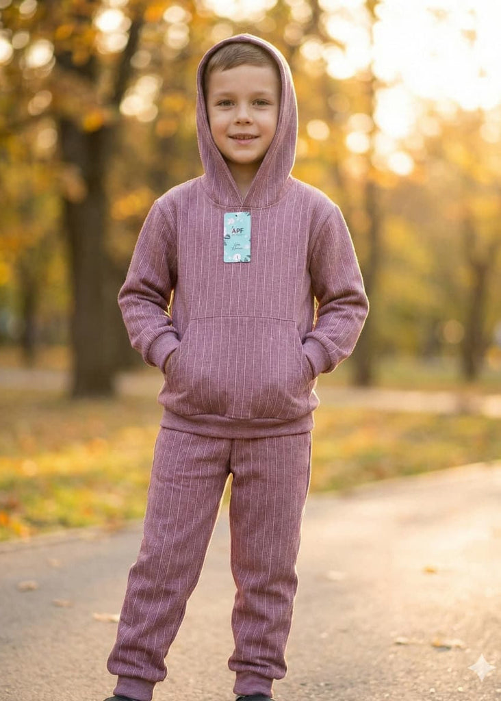 PREMUM IMPORTED   PURPLE LINING FLEECE TRACKSUIT WITH HOODIE